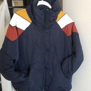 Free People Navy Puffy Jacket